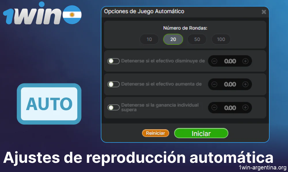 Opción de juego automático disponible en 1win Aviator