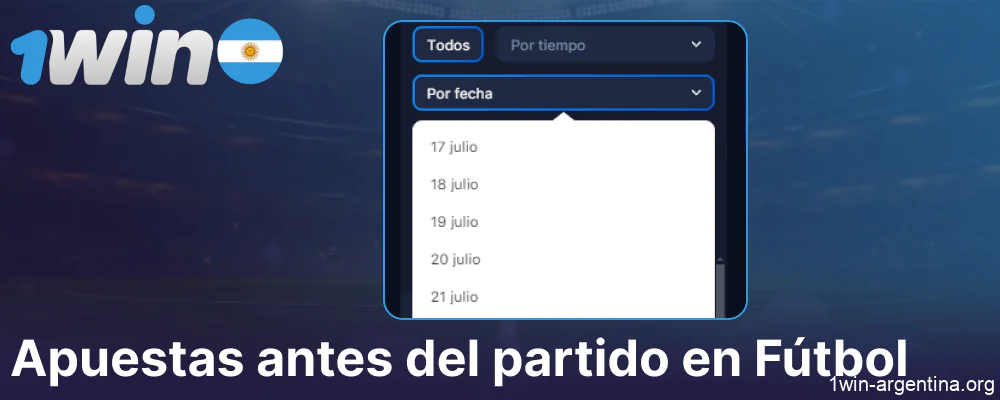 Opciones de apuestas previas al partido disponibles en 1win Argentina