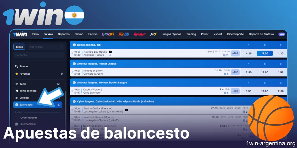 Apuestas de baloncesto en directo en 1win Argentina