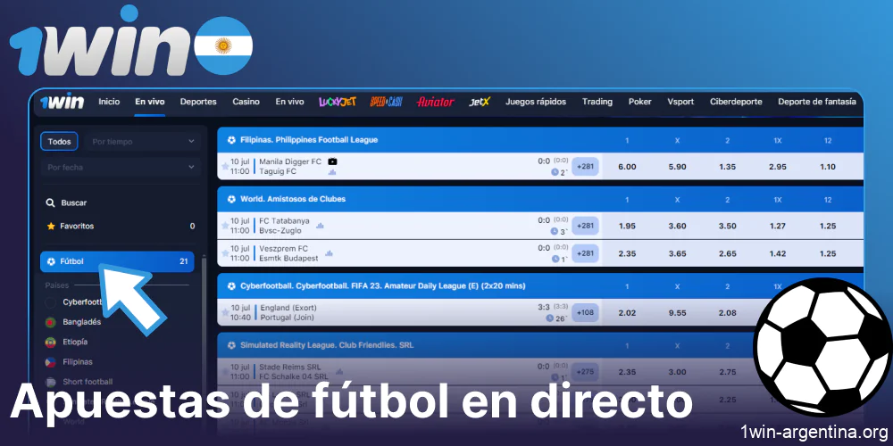 Apuestas de fútbol en directo a 1win Argentina