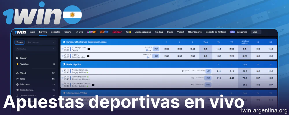 Opciones de apuestas deportivas para jugadores 1win de Argentina