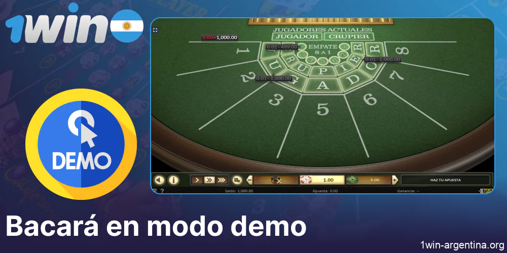 Instrucciones para jugar al Bacará 1win en modo demo
