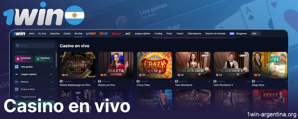 1win juegos de casino en vivo para jugadores de Argentina