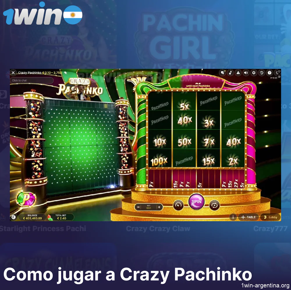 Instrucciones para empezar a jugar a Crazy Pachinko en 1win Argentina