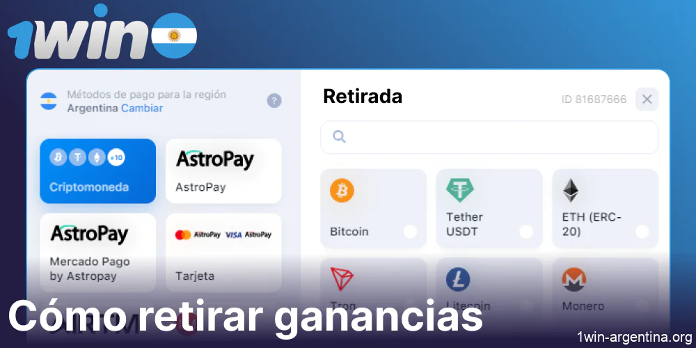 Instrucciones para retirar ganancias de Crazy Time de 1win Argentina