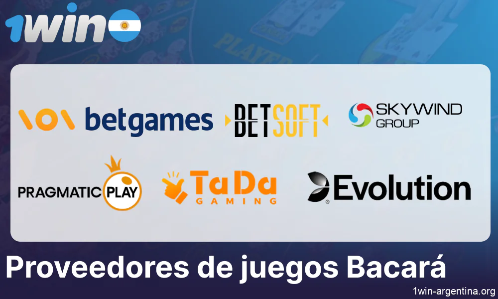 Proveedores de juegos de Bacará presentados en 1win Argentina
