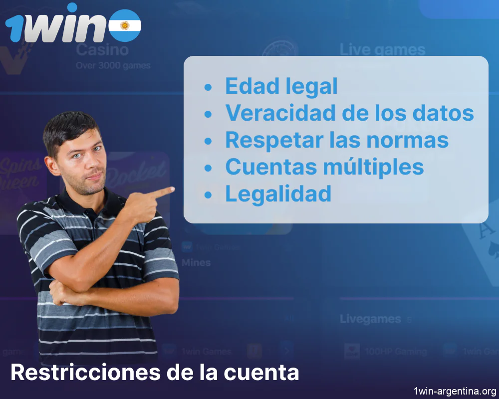 Restricciones y normas del sitio web de 1win en Argentina
