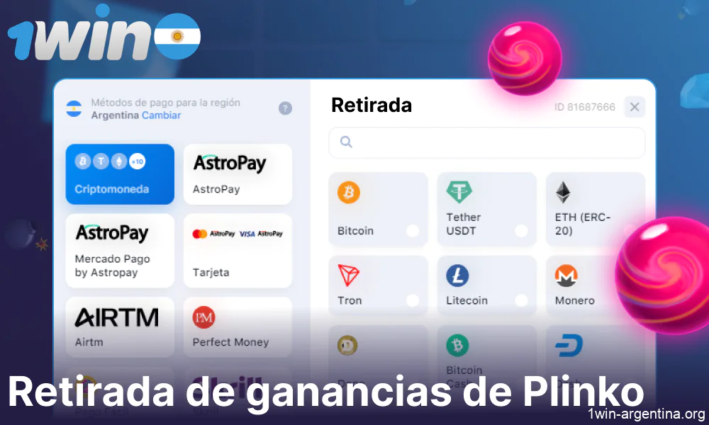 Instrucciones para retirar las ganancias de 1win Plinko