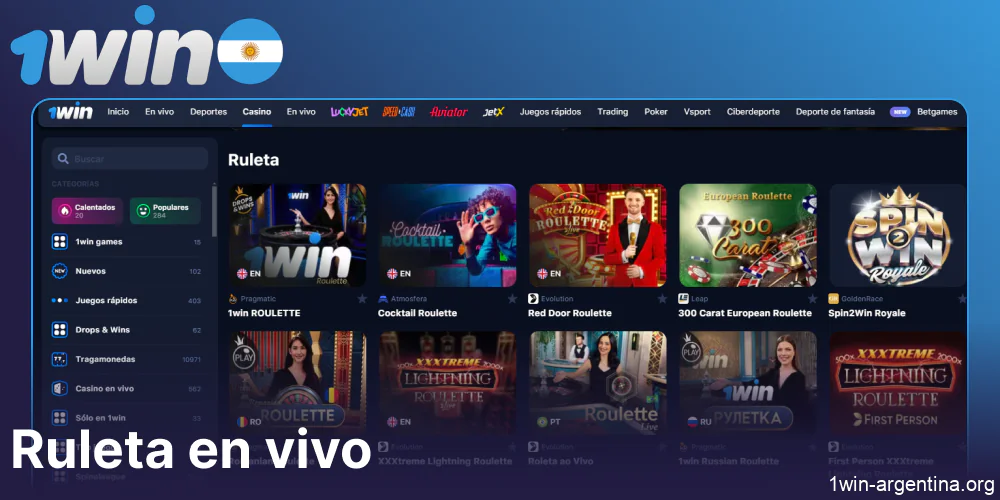 Juegos de ruleta en vivo disponibles en el sitio web de 1win en Argentina