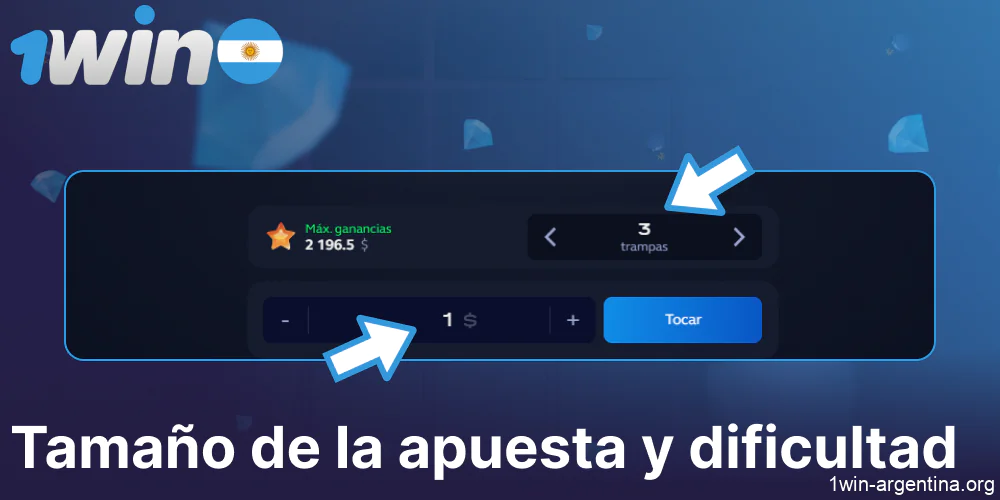 Tamaño de la apuesta y nivel de dificultad en 1win Argentina