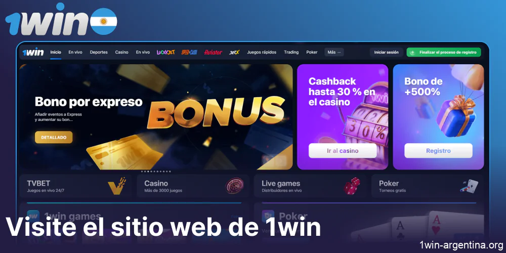Visite el sitio web de 1win